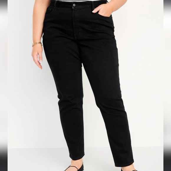 OLD NAVY Women's Extra High-Rise Curvey Sky-Hi Straight Size 8 Black NWT - Picture 1 of 10